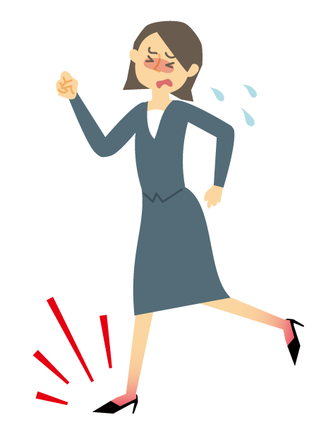 ハイヒールをハイて痛みを訴える女性