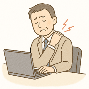 PC作業で肩がこるサラリーマン